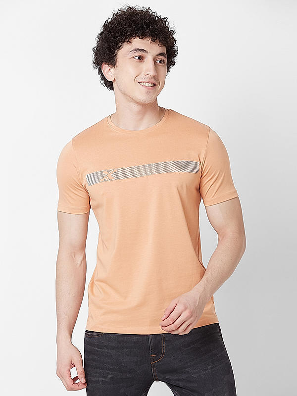 Killer Men Peach Regular Fit Printed T-Shirts