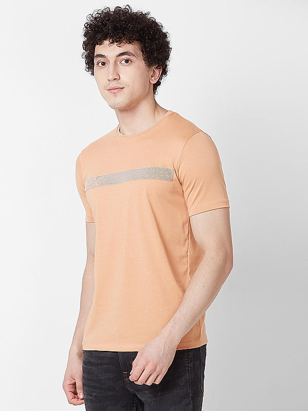 Killer Men Peach Regular Fit Printed T-Shirts