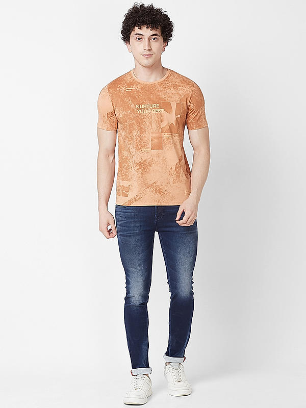 Killer Men Rust Regular Fit Printed T-Shirts