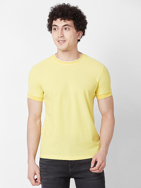 Killer Men Yellow Regular Fit Solid T-Shirts