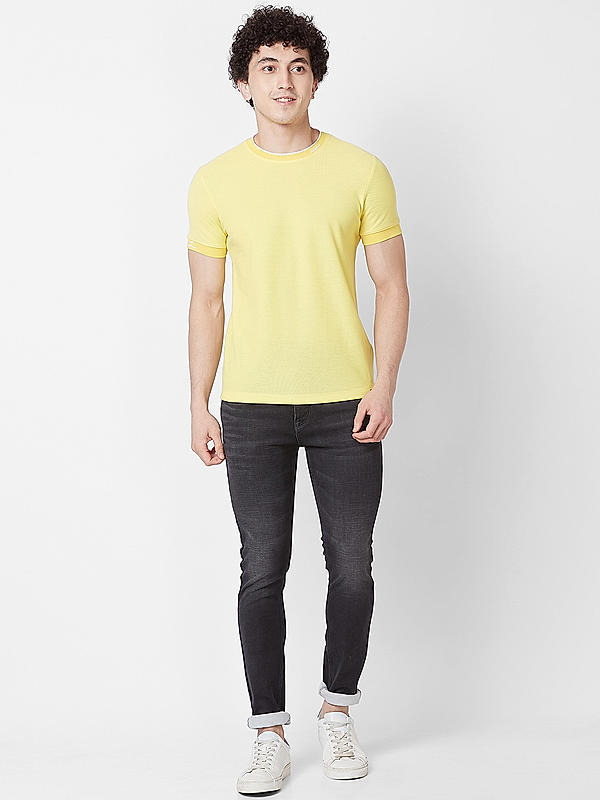 Killer Men Yellow Regular Fit Solid T-Shirts