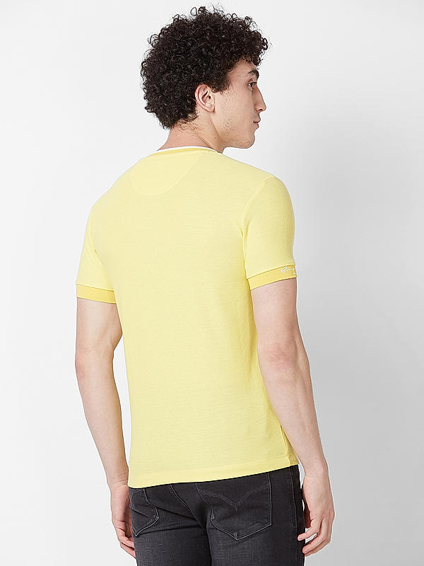 Killer Men Yellow Regular Fit Solid T-Shirts