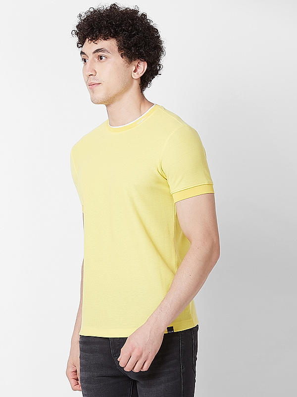 Killer Men Yellow Regular Fit Solid T-Shirts