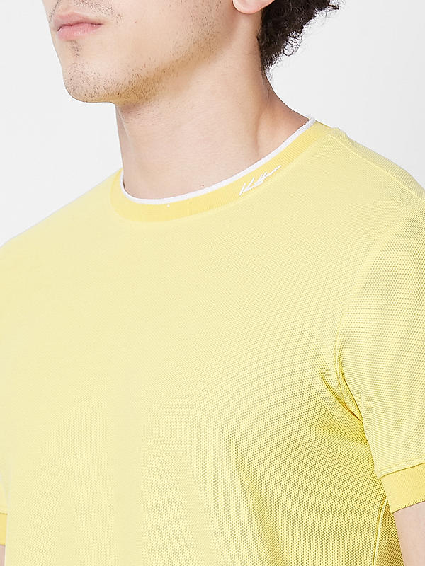 Killer Men Yellow Regular Fit Solid T-Shirts