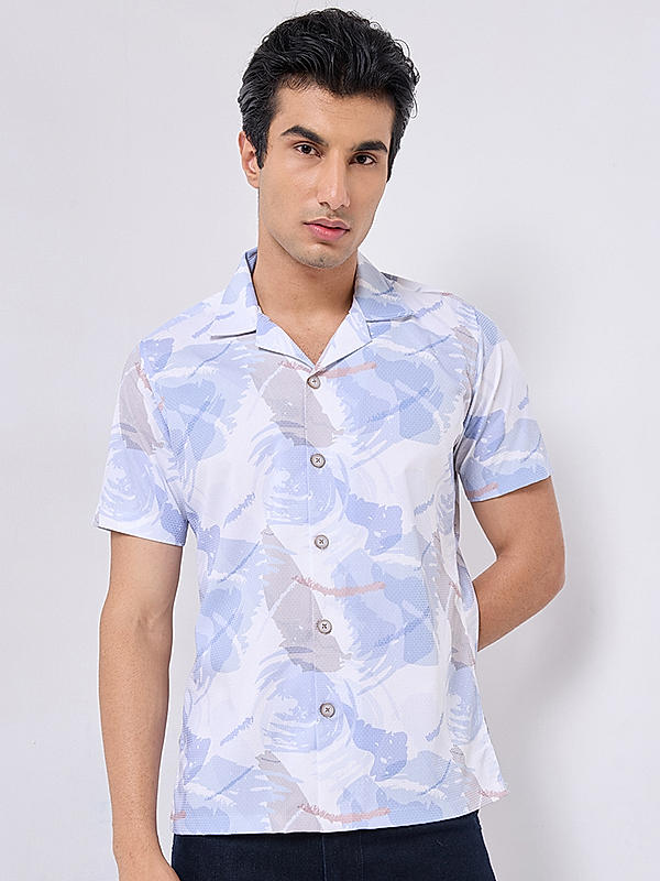 Killer Men Light Blue Slim Fit Printed Shirts