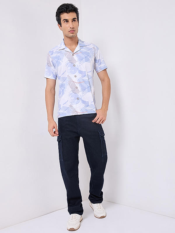 Killer Men Light Blue Slim Fit Printed Shirts