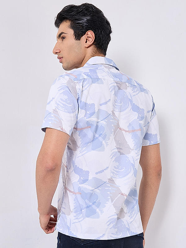 Killer Men Light Blue Slim Fit Printed Shirts