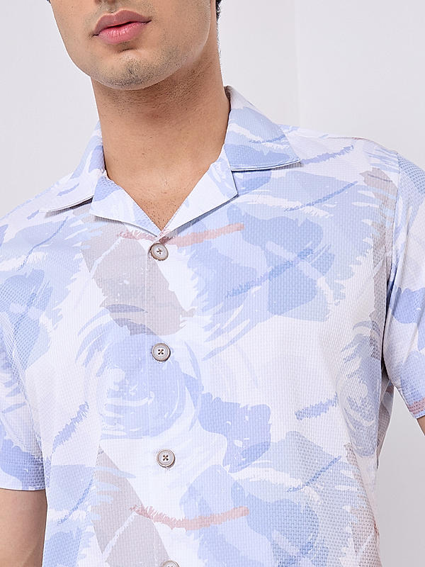 Killer Men Light Blue Slim Fit Printed Shirts