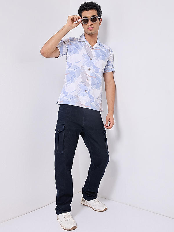 Killer Men Light Blue Slim Fit Printed Shirts