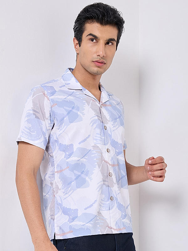 Killer Men Light Blue Slim Fit Printed Shirts