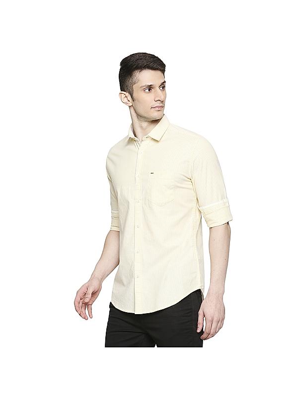 Killer Yellow Slim Fit Collar Stripe Shirts
