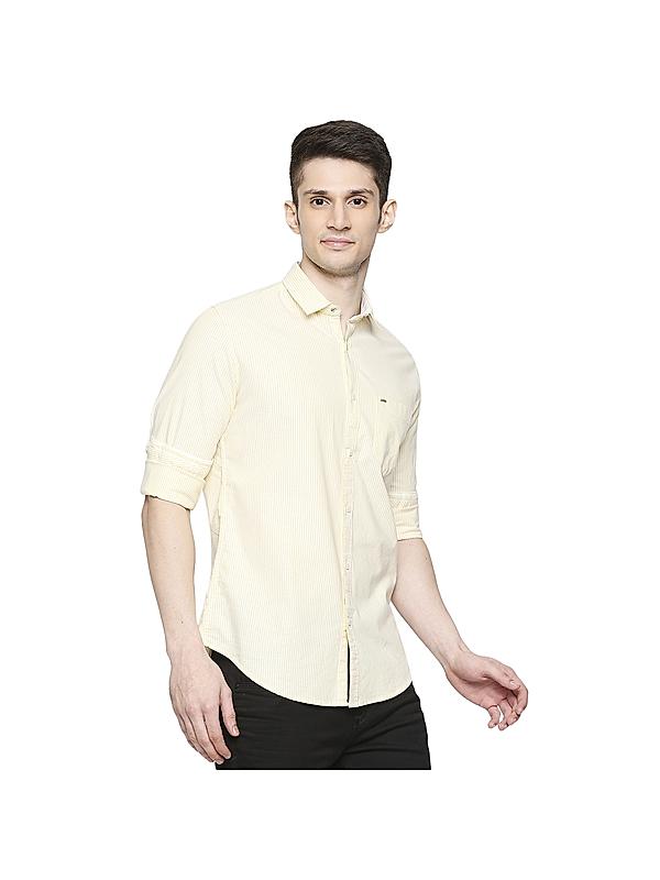 Killer Yellow Slim Fit Collar Stripe Shirts
