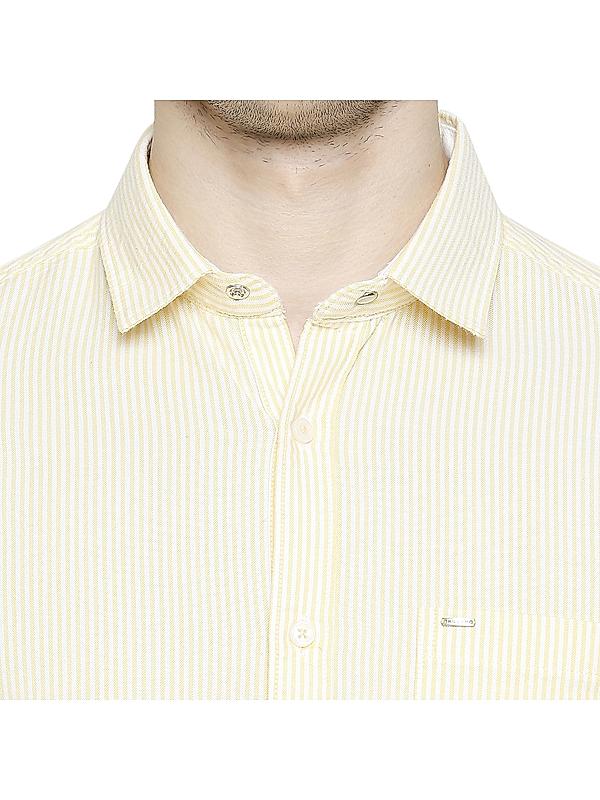 Killer Yellow Slim Fit Collar Stripe Shirts