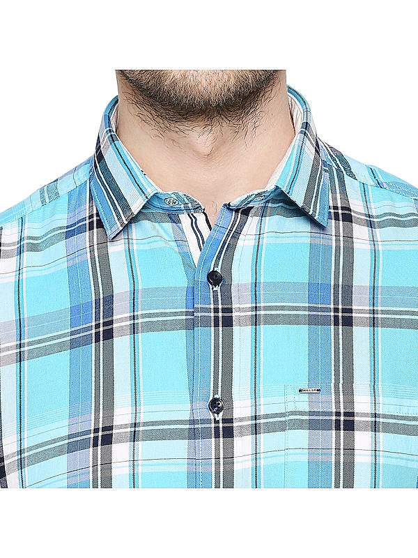 Killer Blue Slim Fit Collar Checks Shirts