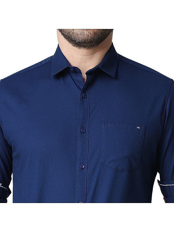 Killer Blue Slim Fit Collar Solid Shirts