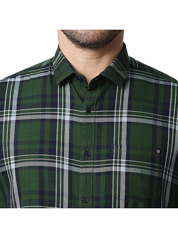 Killer Green Slim Fit Collar Checks Shirts