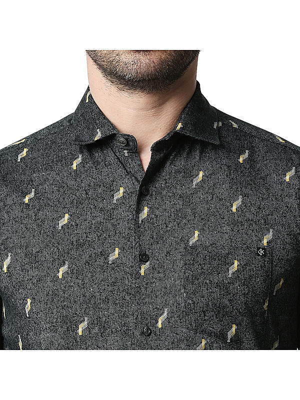 Killer Grey Slim Fit Collar Printed Shirts