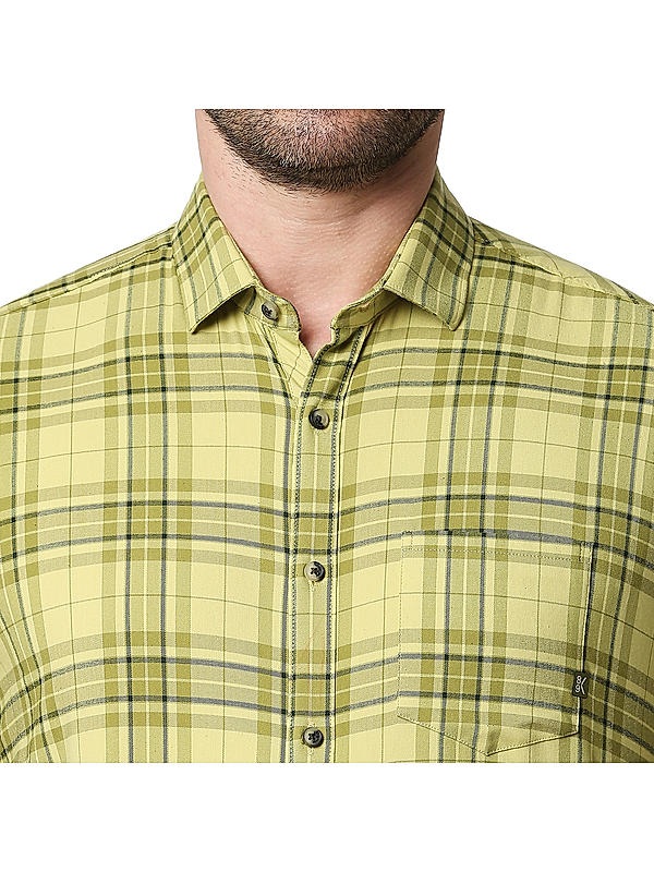 Killer Green Slim Fit Collar Checks Shirts