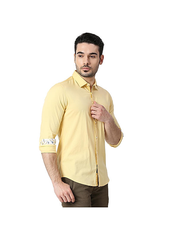 Killer Yellow Slim Fit Collar Solid Shirts