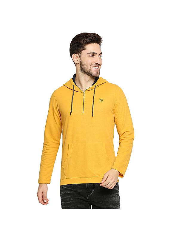 Killer Yellow Slim Fit Hooded Neck Solid T-Shirts