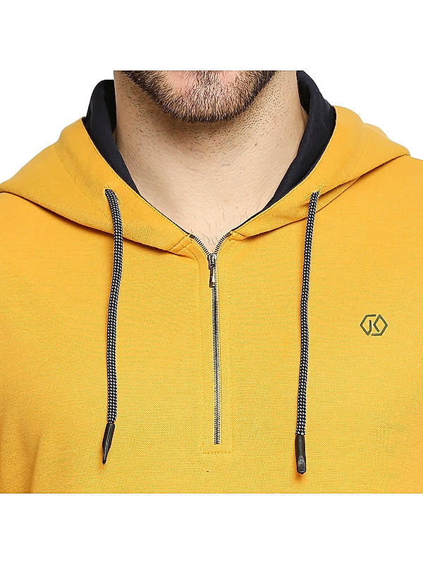 Killer Yellow Slim Fit Hooded Neck Solid T-Shirts