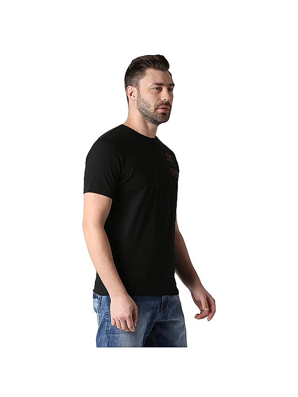 Killer Black Slim Fit Round Neck Printed T-Shirts