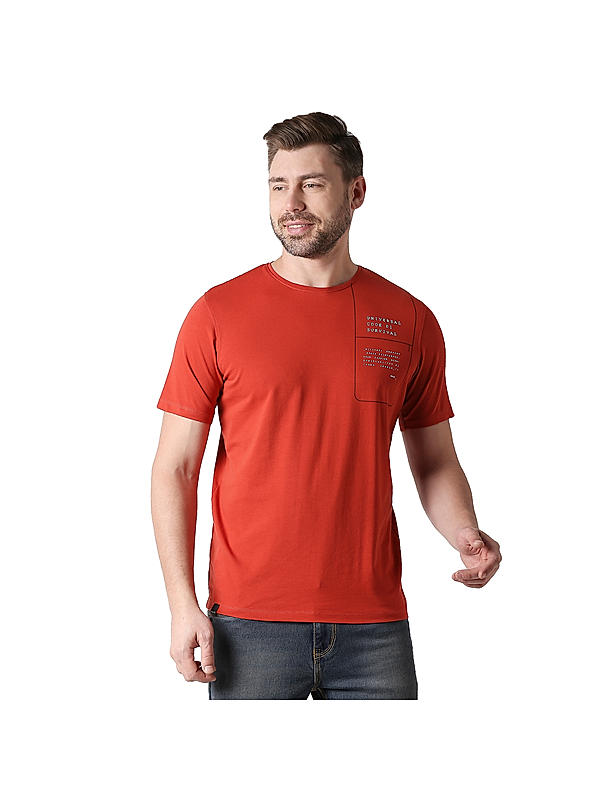Killer Orange Slim Fit Round Neck Printed T-Shirts