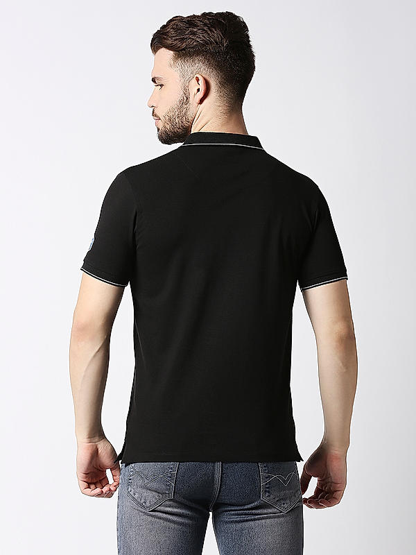 Killer Black Slim Fit Polo Neck Printed T-Shirts