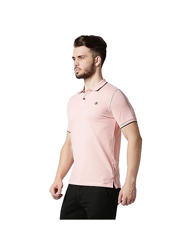 Killer Pink Slim Fit Polo Neck Solid T-Shirts