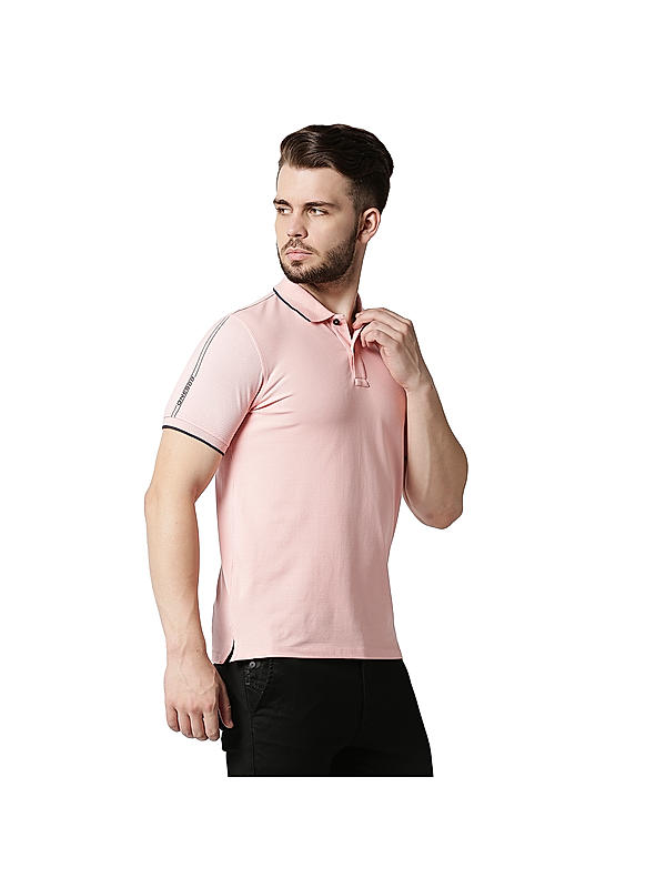Killer Pink Slim Fit Polo Neck Solid T-Shirts