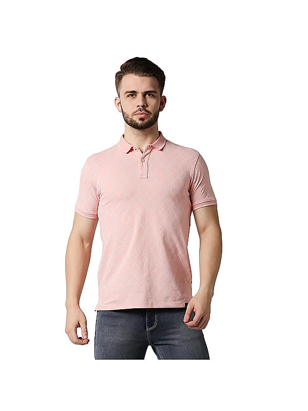 Killer Pink Slim Fit Polo Neck Printed T-Shirts