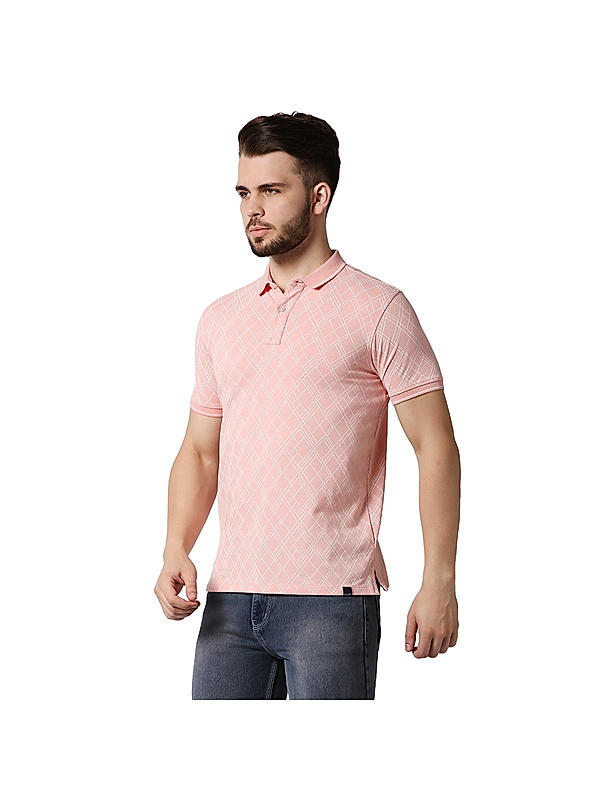 Killer Pink Slim Fit Polo Neck Printed T-Shirts