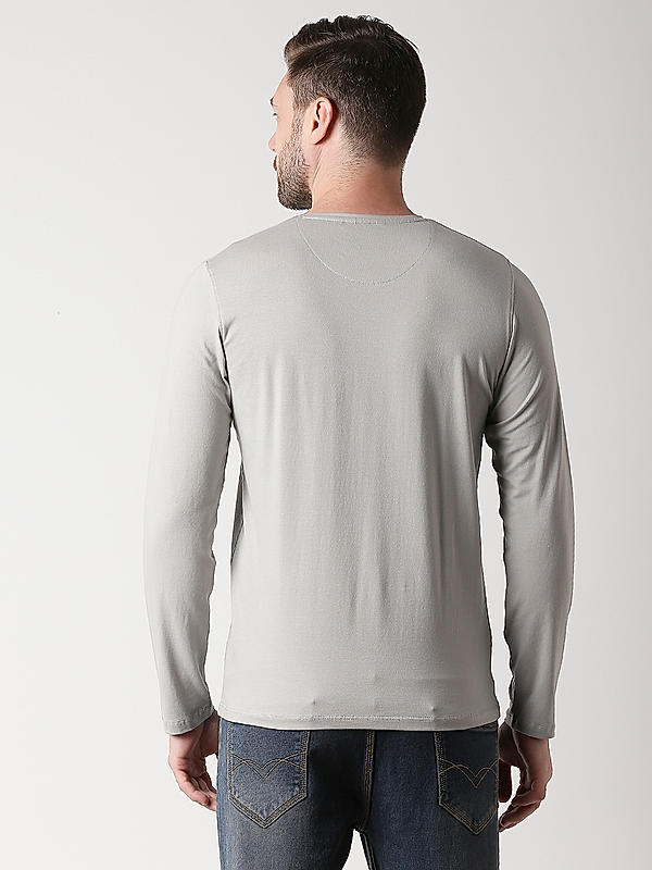 Killer Grey Slim Fit Round Neck Solid T-Shirts