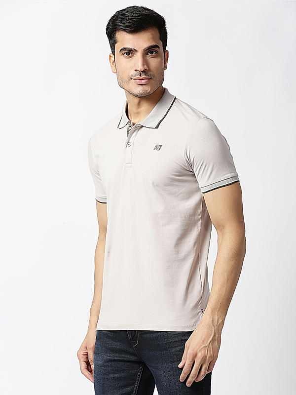 Killer Grey Slim Fit Polo Neck Solid T-Shirts