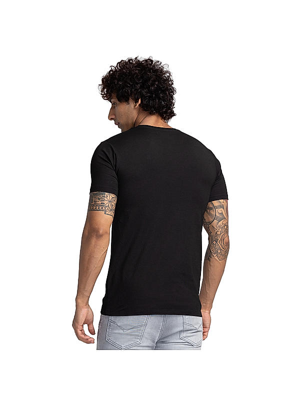 Killer Black Slim Fit Round Neck Printed T-Shirts