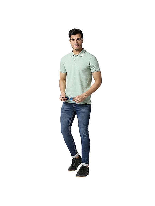 Killer Green Slim Fit Polo Neck Printed T-Shirts