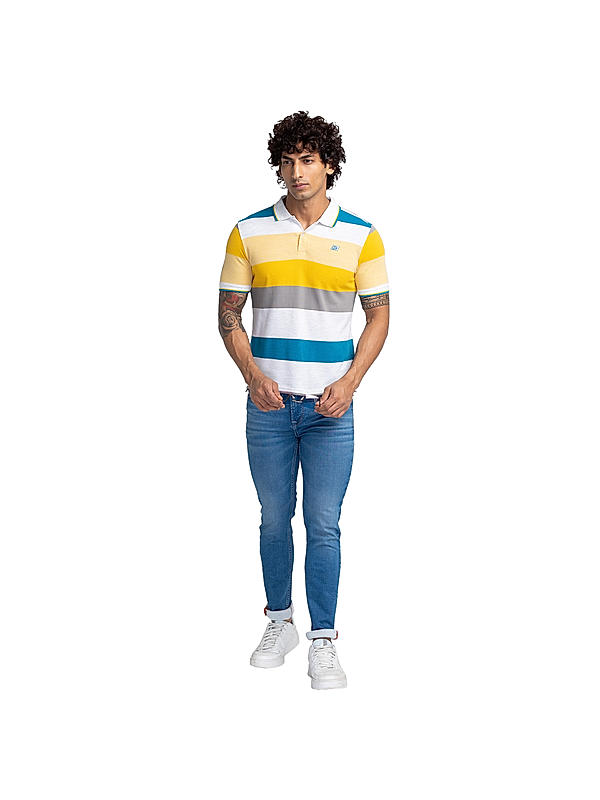 Killer Yellow Slim Fit Polo Neck Solid T-Shirts