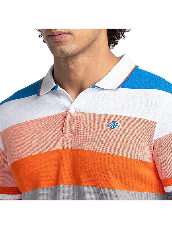 Killer Orange Slim Fit Polo Neck Solid T-Shirts