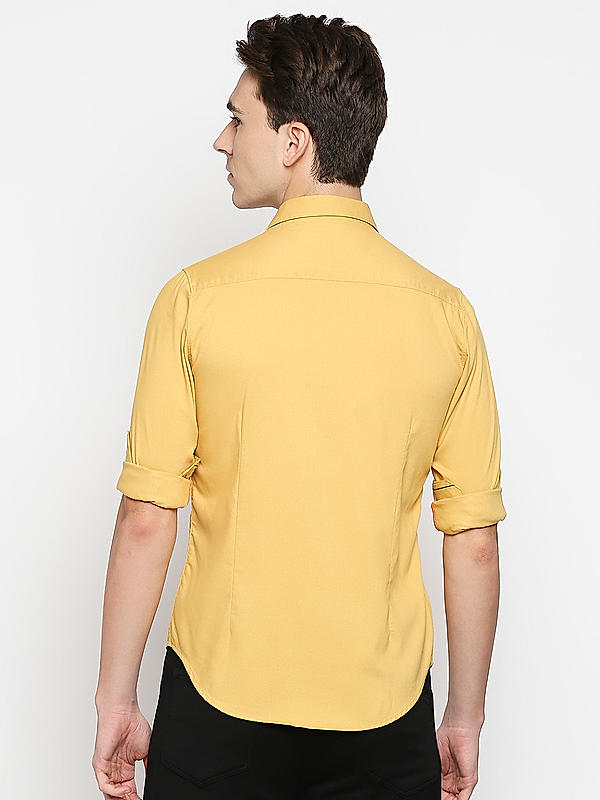 Killer Slim Fit Solid Yellow Shirts
