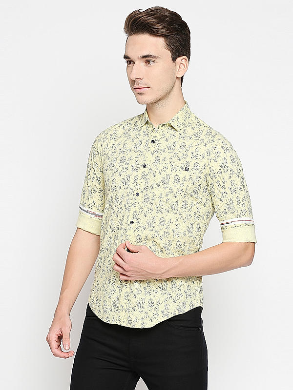 Killer Slim Fit Printed Yellow Shirts