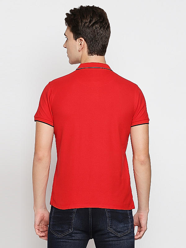 Killer Red Printed Slim Fit Polo Neck T-Shirts