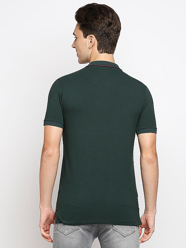 Killer Green Solid Slim Fit Polo Neck T-Shirts