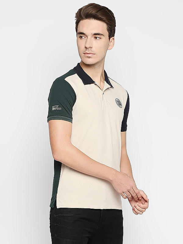 Killer Cream Solid Slim Fit Polo Neck T-Shirts
