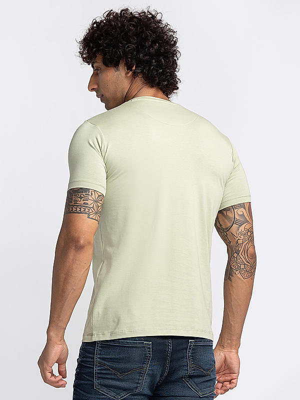 Killer Men Light Green Printed Slim Fit Half Sleeve T-Shirts