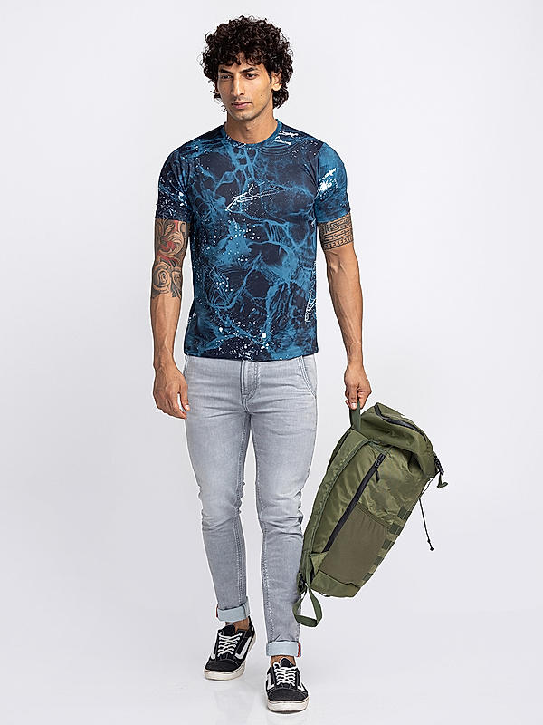 Killer Men Blue Ombre Slim Fit Half Sleeve T-Shirts