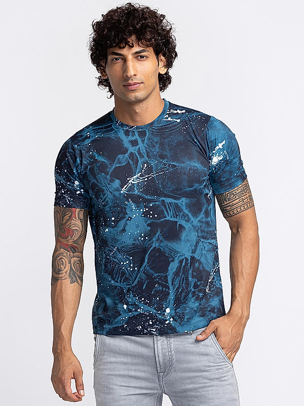 Killer Men Blue Ombre Slim Fit Half Sleeve T-Shirts