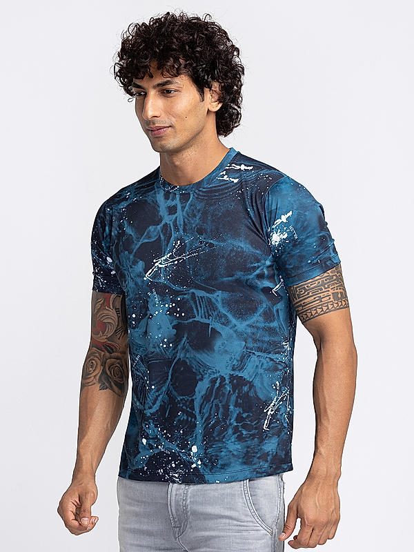 Killer Men Blue Ombre Slim Fit Half Sleeve T-Shirts