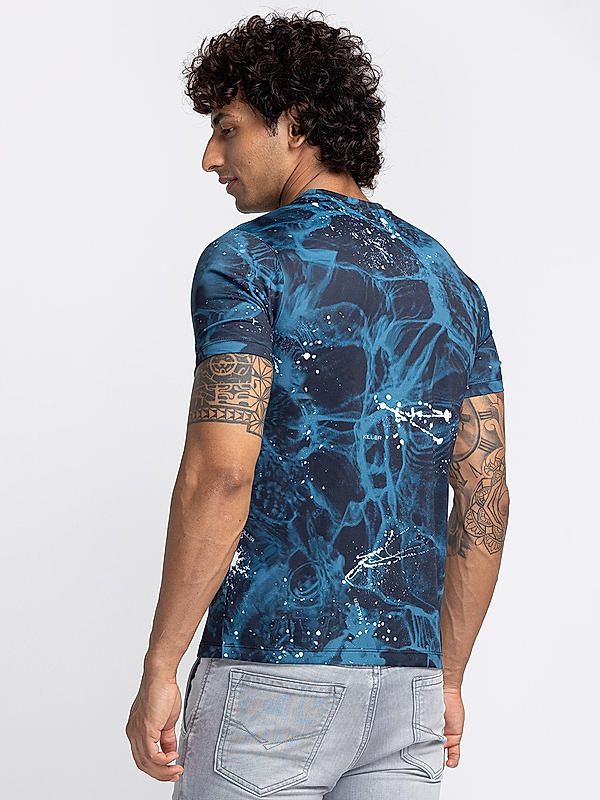 Killer Men Blue Ombre Slim Fit Half Sleeve T-Shirts