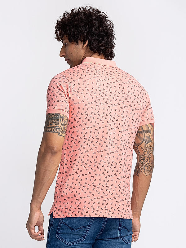 Killer Men Pink Printed Slim Fit Half Sleeve T-Shirts