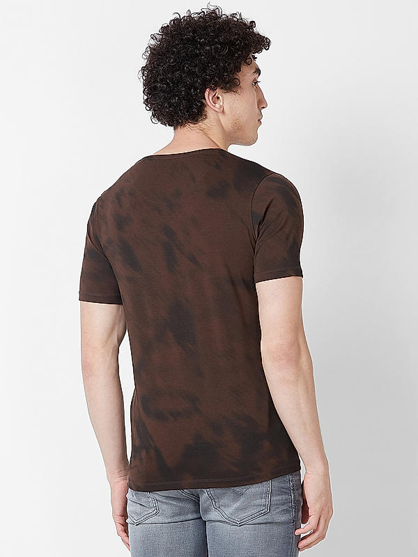 Killer Men Brown Printed Slim Fit Half Sleeve T-Shirts